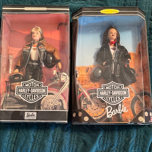Barbie Harley-Davidson Dolls with Black and Brown Outfits